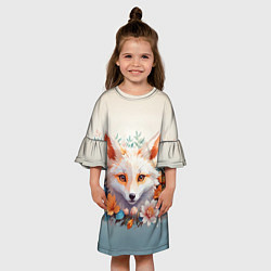 Платье клеш для девочки Цветочная лиса, цвет: 3D-принт — фото 2
