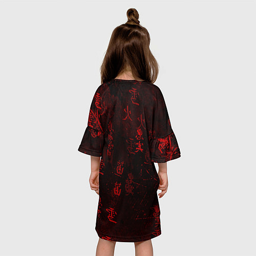 Детское платье Красный дракон - иероглифы / 3D-принт – фото 4