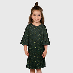 Платье клеш для девочки Текстура зелёный мрамор, цвет: 3D-принт — фото 2