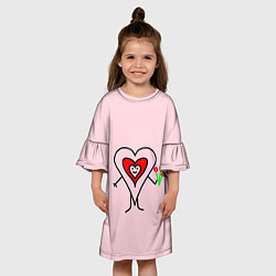 Платье клеш для девочки Сердечко с цветами рисунок, цвет: 3D-принт — фото 2