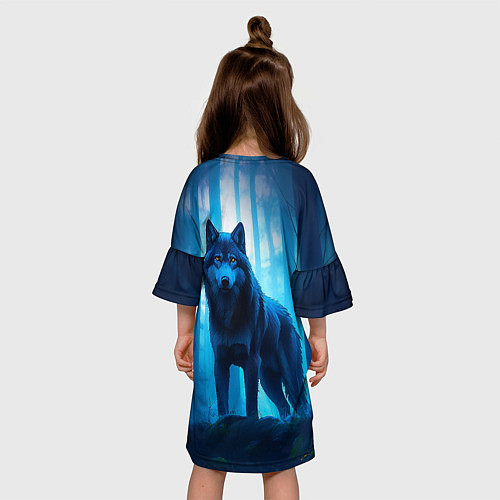 Детское платье Волк в ночном лесу / 3D-принт – фото 4