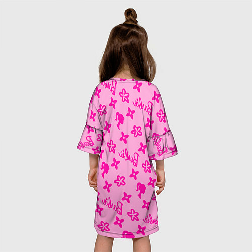 Детское платье Барби паттерн розовый / 3D-принт – фото 4