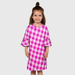 Платье клеш для девочки Розовая клетка Барби, цвет: 3D-принт — фото 2