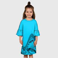 Платье клеш для девочки Волны абстракция небесный, цвет: 3D-принт — фото 2