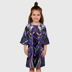 Платье клеш для девочки Киберпанк линии фиолетовые, цвет: 3D-принт — фото 2