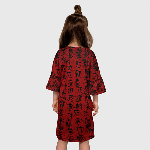 Детское платье Красный дракон и катана - иероглифы / 3D-принт – фото 4