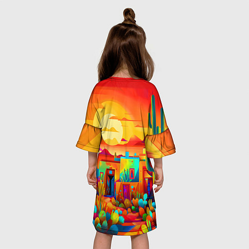 Детское платье Мексиканский янтарный закат в пустыне / 3D-принт – фото 4