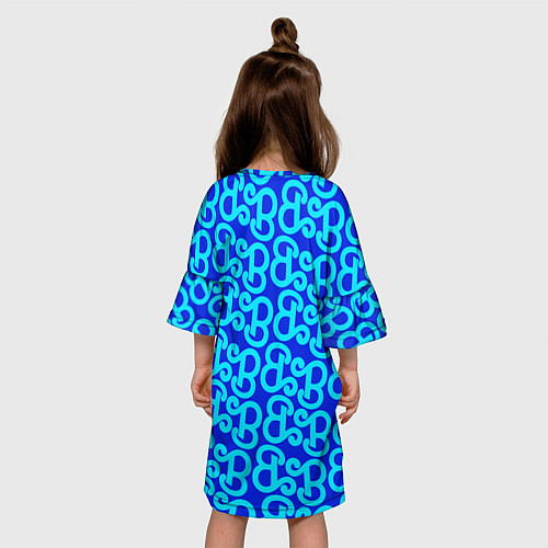 Детское платье Логотип Барби - синий паттерн / 3D-принт – фото 4