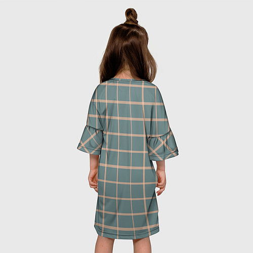 Детское платье Клетка сер-зелёный / 3D-принт – фото 4