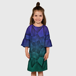 Платье клеш для девочки Холодный градиент зелено-фиолетовый, цвет: 3D-принт — фото 2
