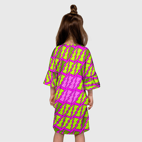 Детское платье Ретро молнии розово-жёлтые / 3D-принт – фото 4