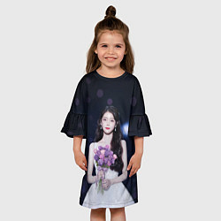 Платье клеш для девочки АйЮ и звёздное небо, цвет: 3D-принт — фото 2