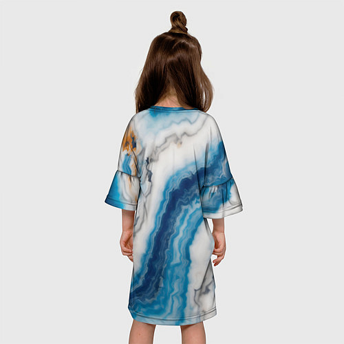 Детское платье Узор волна голубой океанический агат / 3D-принт – фото 4