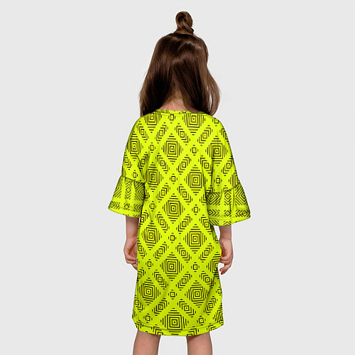 Детское платье Черный геометрический орнамент на желтом фоне / 3D-принт – фото 4