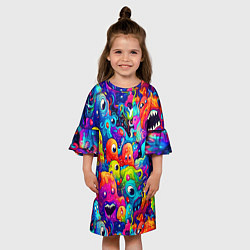 Платье клеш для девочки Кислотный трип, цвет: 3D-принт — фото 2