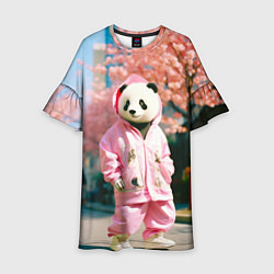Платье клеш для девочки Милая панда в пуховике, цвет: 3D-принт