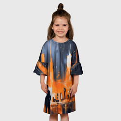 Платье клеш для девочки Мегаполис с силуэтом человека, цвет: 3D-принт — фото 2