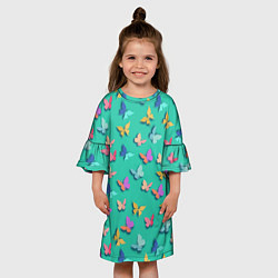 Платье клеш для девочки Разноцветные бабочки, цвет: 3D-принт — фото 2