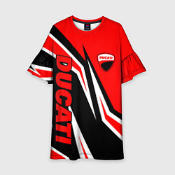 Платье клеш для девочки Ducati- red stripes, цвет: 3D-принт