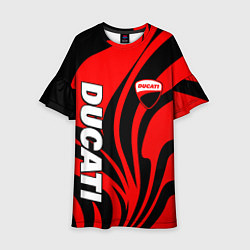 Платье клеш для девочки Ducati - red stripes, цвет: 3D-принт