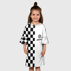 Платье клеш для девочки Астро шахматка, цвет: 3D-принт — фото 2