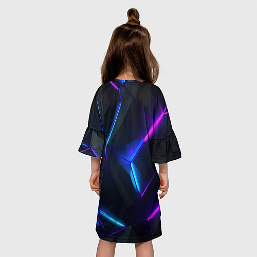 Детское платье Синий и фиолетовый неон / 3D-принт – фото 4