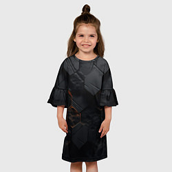 Платье клеш для девочки Черные неоноыве плиты, цвет: 3D-принт — фото 2