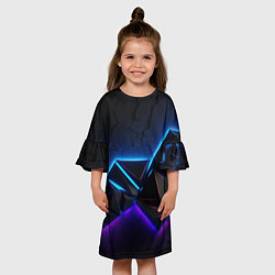Платье клеш для девочки Неоновые объемные частицы, цвет: 3D-принт — фото 2