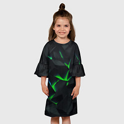 Платье клеш для девочки Зеленые и синие плиты, цвет: 3D-принт — фото 2