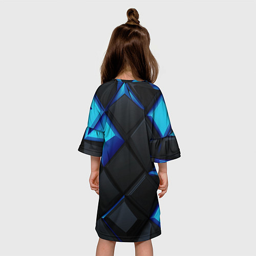 Детское платье Черные и синие плитки / 3D-принт – фото 4