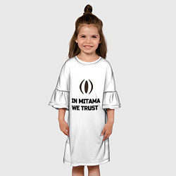 Платье клеш для девочки In Mitama we trust black and white, цвет: 3D-принт — фото 2