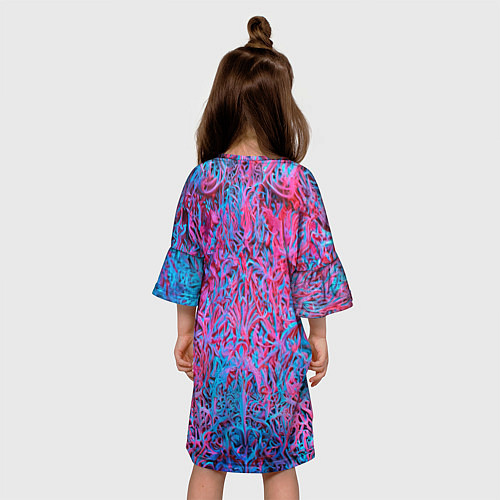 Детское платье Лис из розово-голубых узоров / 3D-принт – фото 4