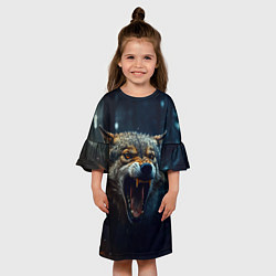 Платье клеш для девочки Волк рассвет, цвет: 3D-принт — фото 2