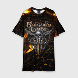 Платье клеш для девочки Baldurs Gate 3 logo gold and black, цвет: 3D-принт