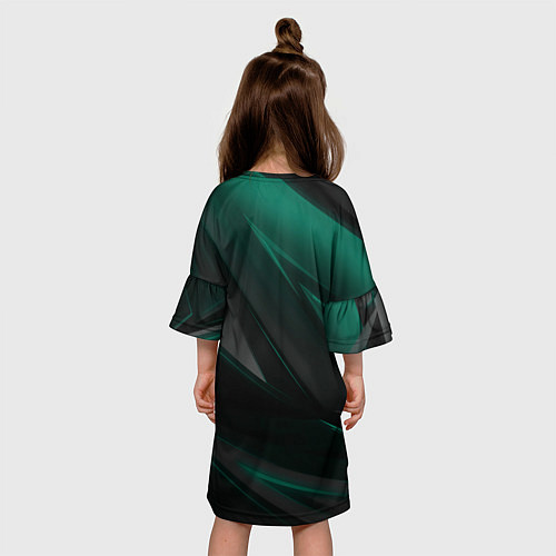Детское платье Baldurs Gate 3 logo green geometry / 3D-принт – фото 4