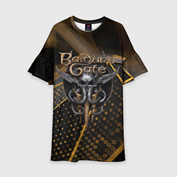 Платье клеш для девочки Baldurs Gate 3 logo dark gold geometry, цвет: 3D-принт