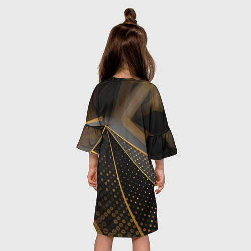 Детское платье Baldurs Gate 3 logo dark gold geometry / 3D-принт – фото 4