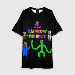 Платье клеш для девочки Rainbow friends characters, цвет: 3D-принт