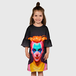Платье клеш для девочки Девушка клоун с жёлтыми волосами, цвет: 3D-принт — фото 2