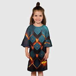 Платье клеш для девочки Объемные кубы со светом, цвет: 3D-принт — фото 2