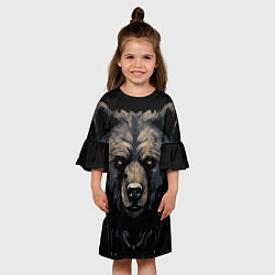 Платье клеш для девочки Крупный медведь, цвет: 3D-принт — фото 2