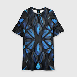 Платье клеш для девочки Синие объемные узоры, цвет: 3D-принт