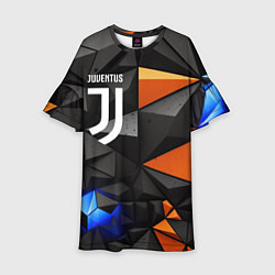 Платье клеш для девочки Juventus orange black style, цвет: 3D-принт