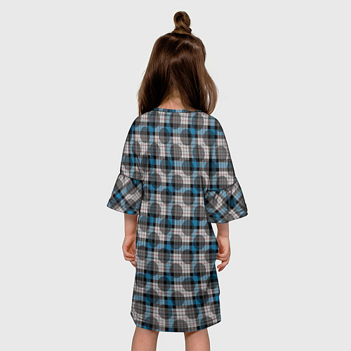 Детское платье Синяя Шотландка в горох / 3D-принт – фото 4