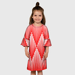 Платье клеш для девочки Красные белые большие ромбы, цвет: 3D-принт — фото 2