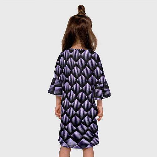 Детское платье Фиолетовые выпуклые ромбы / 3D-принт – фото 4