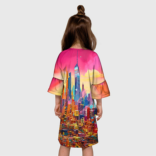 Детское платье Футуристический городской пейзаж / 3D-принт – фото 4