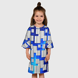 Платье клеш для девочки Стальные квадраты, цвет: 3D-принт — фото 2