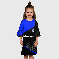 Платье клеш для девочки Фольцваген - blue uniform, цвет: 3D-принт — фото 2