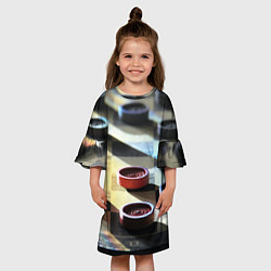 Платье клеш для девочки Игра шашки, цвет: 3D-принт — фото 2